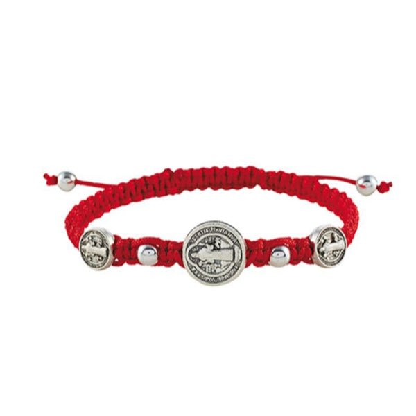 Pulsera de medallas de la Trinidad de San Benito rojo